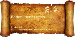 Reder Henrietta névjegykártya